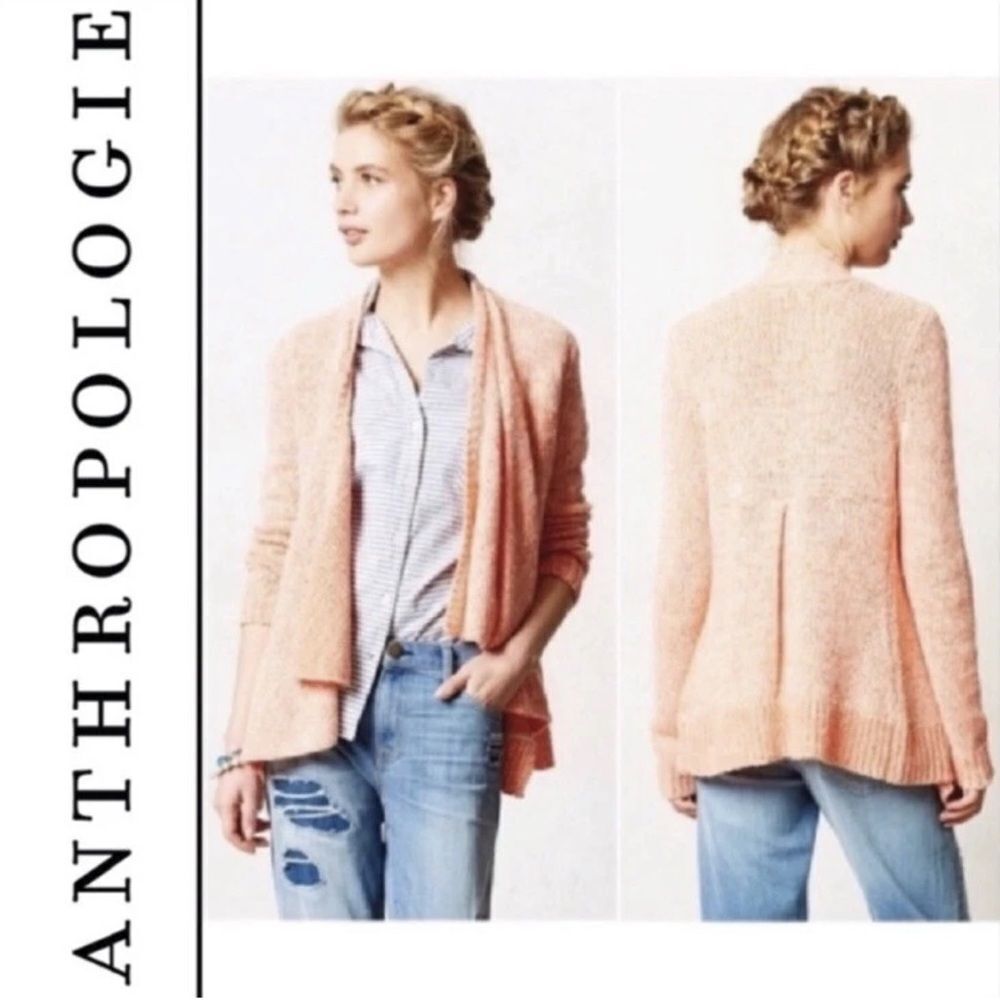 Anthropologie Moth Winnie Flowy Cardigan Canary Wool Blend Size XS
